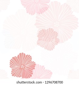 Light Red vector seamless natural backdrop with flowers. Colorful illustration in doodle style with flowers. Texture for window blinds, curtains.