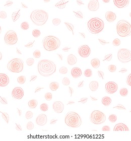 Light Red vector seamless natural pattern with leaves and flowers. Leaves, flowers in natural style on white background. Pattern for trendy fabric, wallpapers.