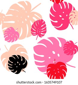 Light Red vector seamless natural background with leaves. Modern geometrical abstract illustration with leaves. Design for textile, fabric, wallpapers.