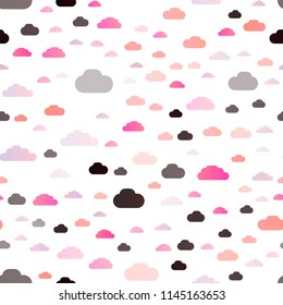 Light Red vector seamless pattern with clouds. Beautiful illustration with colorful sky, clouds. Trendy design for wallpaper, fabric makers.