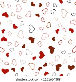 Light Red vector seamless pattern with colorful hearts. Glitter abstract illustration with colorful hearts in romantic style. Pattern can be used for valentine's ad, booklets.