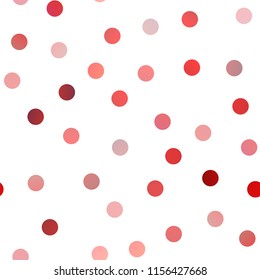 Light Red vector seamless pattern with spheres. Glitter abstract illustration with blurred drops of rain. Beautiful design for your business natural advert.