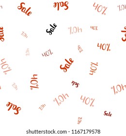 Light Red vector seamless pattern with 40 percentage signs. Abstract illustration with colorful gradient symbols of sales. Backdrop for super sales on Black Friday.