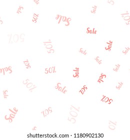 Light Red vector seamless pattern with 50 percentage signs. Illustration with signs of sales on abstract template. Backdrop for ads, leaflets of Black Friday.
