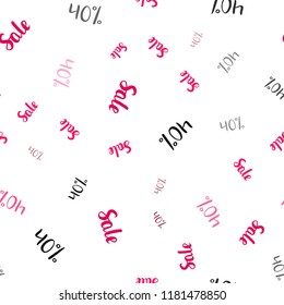 Light Red vector seamless pattern with 40 percentage signs. Gradient illustration with discount signs on white backdrop. Pattern for ads, posters, banners of sales.