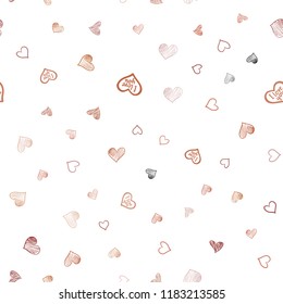 Light Red vector seamless pattern with colorful hearts. Beautiful colored illustration with hearts in celebration style. Template for Valentine's greeting postcards.