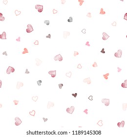 Light Red vector seamless pattern with colorful hearts. Hearts on blurred abstract background with colorful gradient. Pattern for marriage gifts, congratulations.