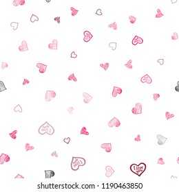 Light Red vector seamless pattern with colorful hearts. Hearts on blurred abstract background with colorful gradient. Pattern for marriage gifts, congratulations.