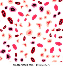 Light Red vector seamless pattern with spheres. Illustration with set of shining colorful abstract circles. Pattern for design of fabric, wallpapers.