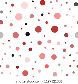 Light Red vector seamless pattern with spheres. Modern abstract illustration with colorful water drops. Pattern for design of fabric, wallpapers.