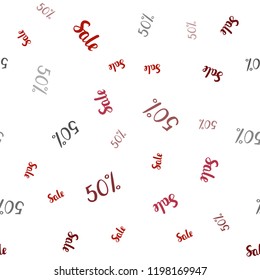 Light Red vector seamless pattern with 50 percentage signs. Abstract illustration with colorful gradient symbols of sales. Backdrop for mega promotions, discounts.