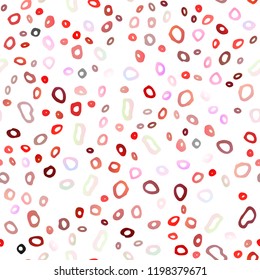 Light Red vector seamless pattern with spheres. Blurred decorative design in abstract style with bubbles. Pattern for trendy fabric, wallpapers.