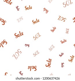 Light Red vector seamless pattern with 50 percentage signs. Colorful set of  percentage signs in simple style. Pattern for ads, posters, banners of sales.
