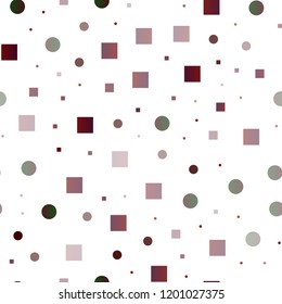 Light Red vector seamless pattern with spheres, squares. Colorful illustration with circles, squares in nature style. Pattern for design of window blinds, curtains.