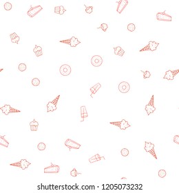 Light Red vector seamless pattern with fresh ingredients. Glitter abstract sketch with gourmet food. Pattern for menu of cafes, bars, restaurants.