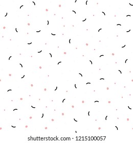 Light Red vector seamless pattern with spheres, triangles. Abstract illustration with colorful discs and triangles. Pattern for design of fabric, wallpapers.