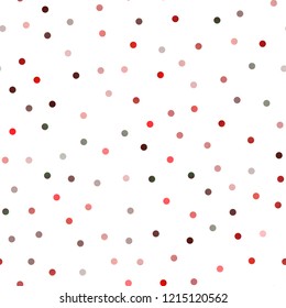 Light Red vector seamless pattern with spheres. Abstract illustration with colored bubbles in nature style. Pattern can be used as texture of water, rain drops.