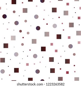 Light Red vector seamless pattern with spheres, squares. Colorful illustration with circles, squares in nature style. Trendy design for wallpaper, fabric makers.