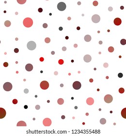 Light Red vector seamless pattern with spheres. Modern abstract illustration with colorful water drops. Pattern can be used as texture of water, rain drops.