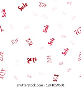 Light Red vector seamless pattern with 70 percentage signs. Abstract illustration with colorful gradient symbols of sales. Pattern for ads, posters, banners of sales.