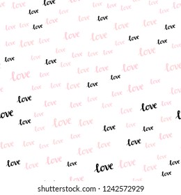 Light Red vector seamless pattern with phrase LOVE YOU. Colorful illustration with quote LOVE YOU in celebration style. Texture for window blinds, curtains.