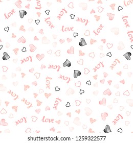 Light Red vector seamless pattern with phrase LOVE YOU, hearts. Illustration with phrase LOVE YOU, hearts for valentine's day. Design for wallpaper, fabric makers.