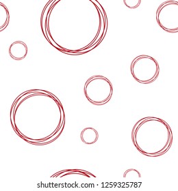 Light Red vector seamless pattern with spheres. Modern abstract illustration with colorful water drops. Texture for window blinds, curtains.