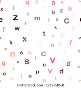 Light Red vector seamless pattern with ABC symbols. Shining colorful illustration with isolated letters. Design for textile, fabric, wallpapers.