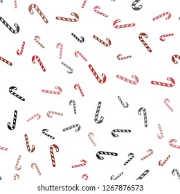 Light Red vector seamless pattern with delicious xmas candies.