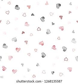 Light Red vector seamless pattern with colorful hearts. Glitter abstract illustration with colorful hearts in romantic style. Pattern for marriage gifts, congratulations.