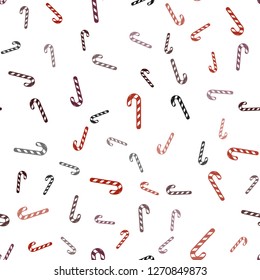 Light Red vector seamless pattern with delicious xmas candies.