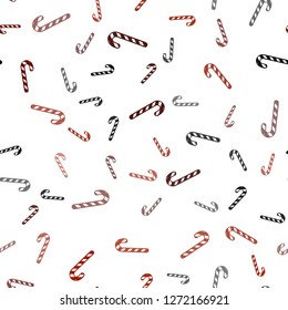 Light Red vector seamless pattern with delicious xmas candies.