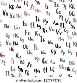 Light Red vector seamless pattern with ABC symbols. Blurred design in simple style with signs of alphabet. Pattern for design of fabric, wallpapers.