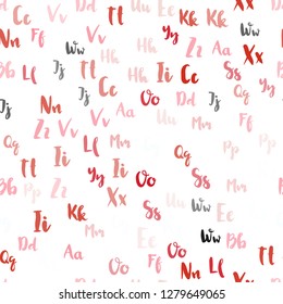 Light Red vector seamless pattern with ABC symbols. Modern geometrical illustration with ABC english symbols. Design for wallpaper, fabric makers.