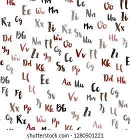Light Red vector seamless pattern with ABC symbols. Modern geometrical illustration with ABC english symbols. Design for textile, fabric, wallpapers.