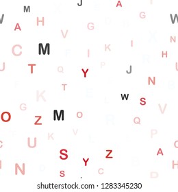 Light Red vector seamless pattern with ABC symbols. Modern geometrical illustration with ABC english symbols. Design for wallpaper, fabric makers.