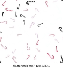 Light Red vector seamless pattern with delicious xmas candies.