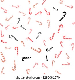 Light Red vector seamless pattern with delicious xmas candies.