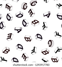 Light Red vector seamless pattern with 3D ABC symbols. Colorful 3D alphabet signs with gradient on white background. Design for wallpaper, fabric makers.