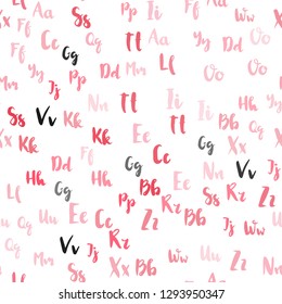 Light Red vector seamless pattern with ABC symbols. Blurred design in simple style with signs of alphabet. Design for wallpaper, fabric makers.
