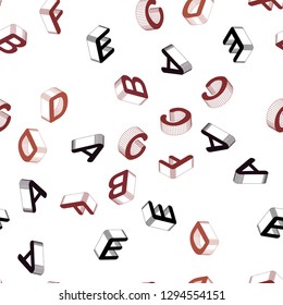 Light Red vector seamless pattern with 3D ABC symbols. Modern geometrical illustration with 3D ABC english symbols. Pattern for design of fabric, wallpapers.