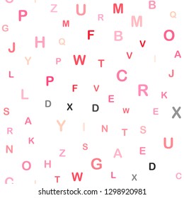 Light Red vector seamless pattern with ABC symbols. Modern geometrical illustration with ABC english symbols. Texture for window blinds, curtains.
