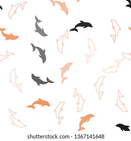 Light Red vector seamless pattern with sea dolphins. Natural illustration with sea dolphins. Pattern for websites of animals.