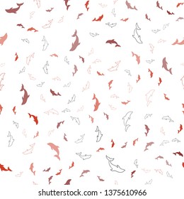 Light Red vector seamless pattern with sea dolphins. Isolated sea dolphins on white background. Pattern for websites of animals.