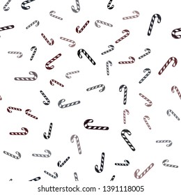 Light Red vector seamless pattern with delicious xmas candies.