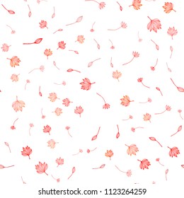 Light Red vector seamless sketch cover. Colorful abstract illustration with leaves in doodle style. Doodle design for your web site.