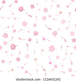 Light Red vector seamless sketch layout. An elegant bright illustration with leaves in Natural style. A new texture for your design.