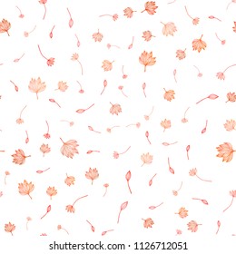 Light Red vector seamless sketch background. Decorative illustration with leaves on abstract template. Pattern for wallpapers and coloring books.