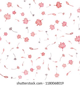 Light Red vector seamless sketch pattern. Colorful illustration in doodle style with leaves. New template for your brand book.