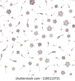Light Red vector seamless sketch cover. A vague abstract illustration with leaves in doodles style. Hand painted design for wrapping, wallpaper.